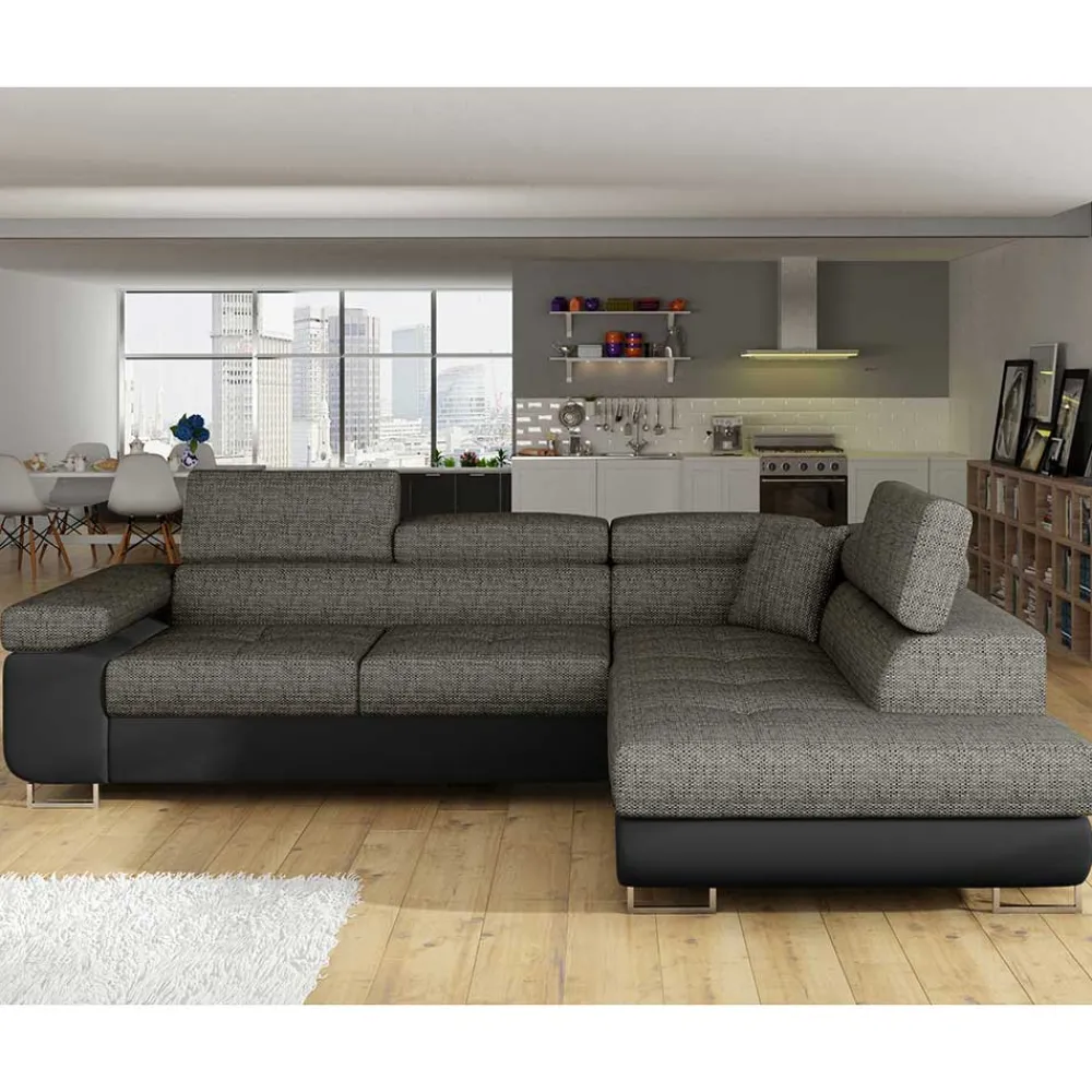 Wohnen Sofas<Eckcouch in Beigegrau und Schwarz - Itsuko