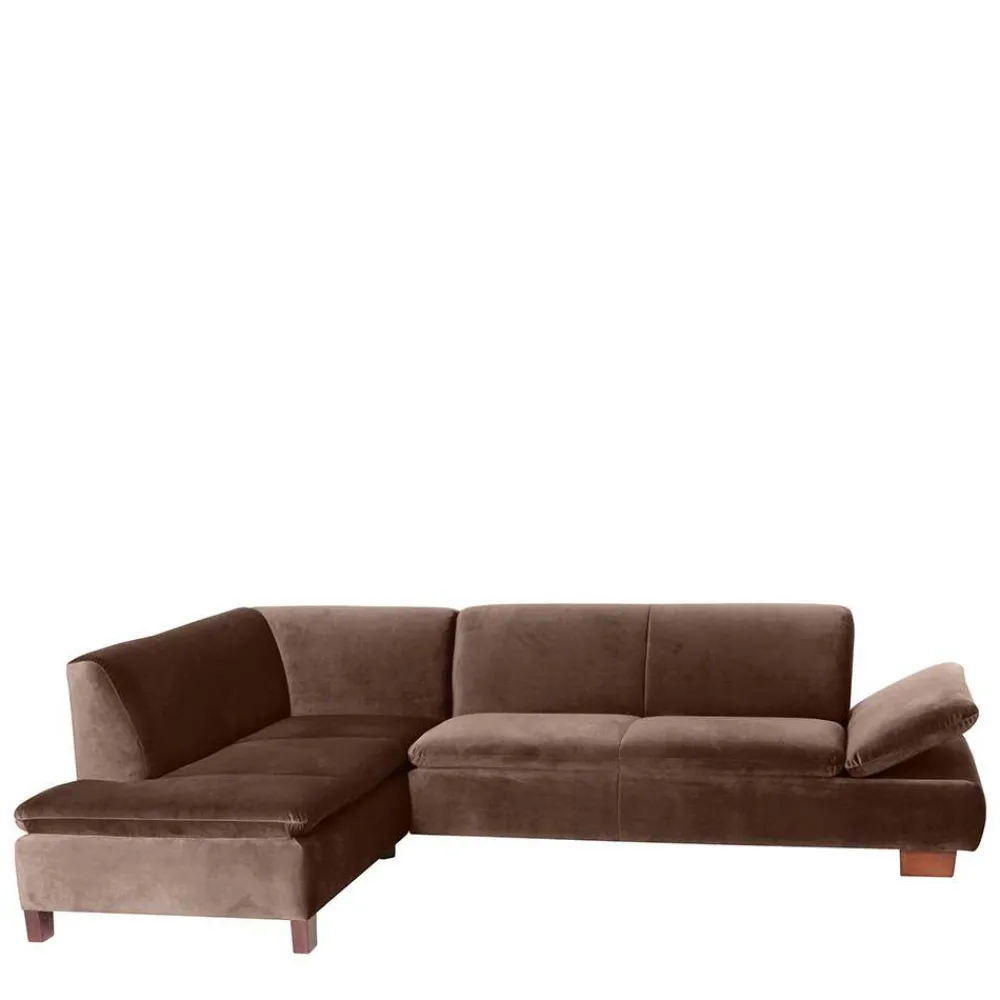 Wohnen Sofas<Eckcouch in Braun mit Nussbaum - Gelvino