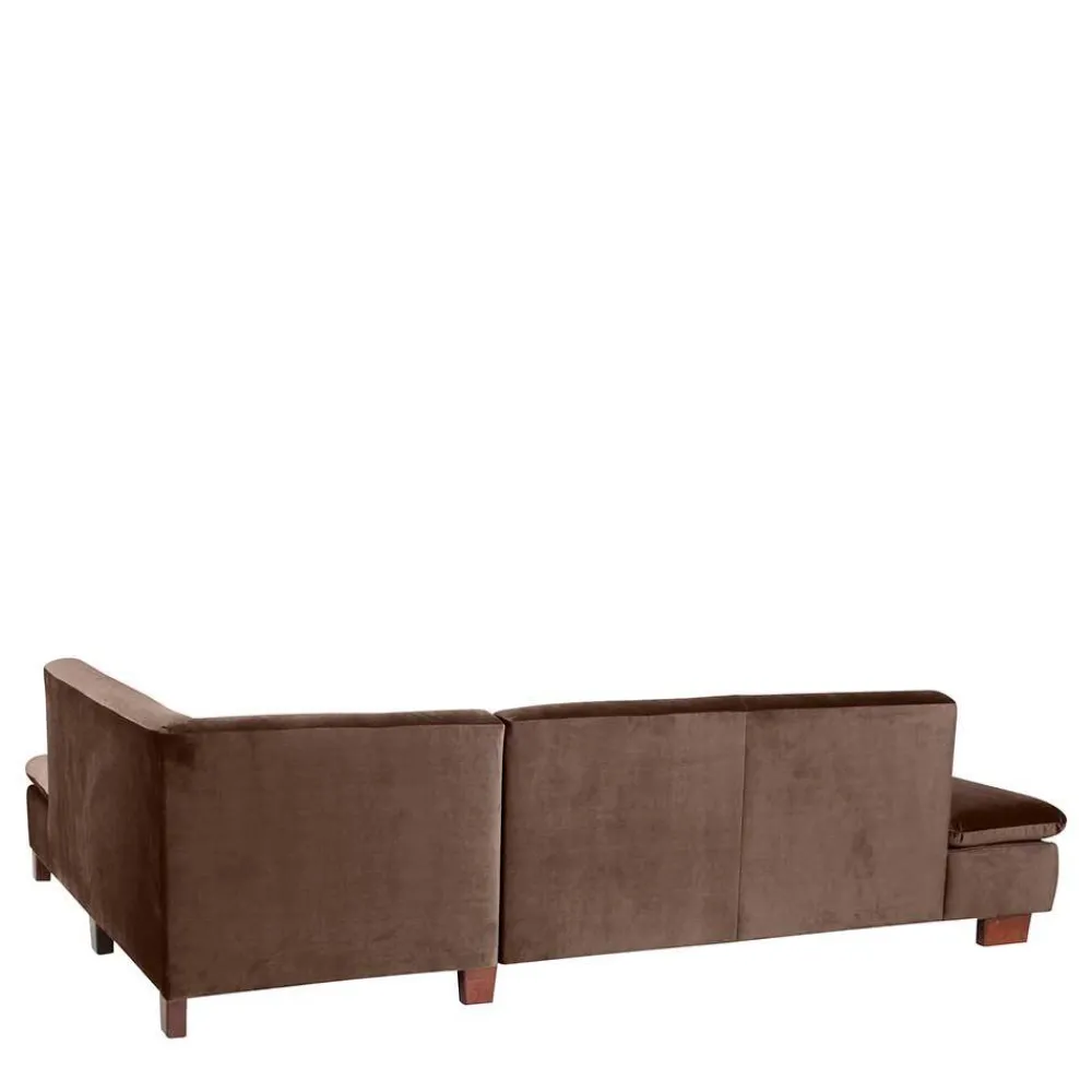 Wohnen Sofas<Eckcouch in Braun mit Nussbaum - Gelvino