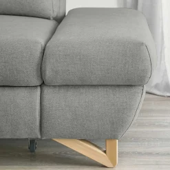 Wohnen Sofas<Eckcouch mit Schlaffunktion in Hellgrau - Baonga
