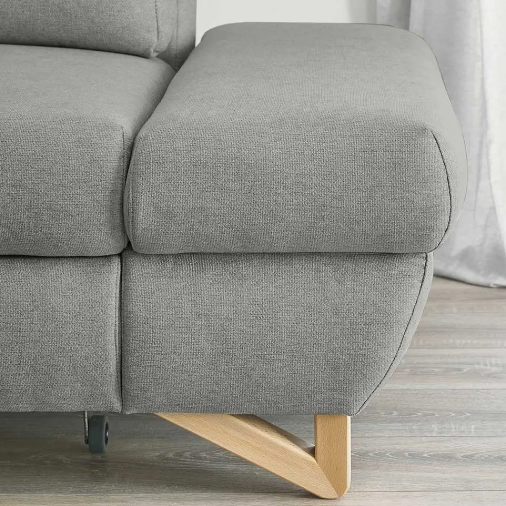 Wohnen Sofas<Eckcouch mit Schlaffunktion in Hellgrau - Baonga