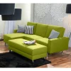 Wohnen Sofas<Eck-Schlafcouch in Gelbgrün mit Chrom - Whity (zweiteilig)