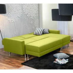 Wohnen Sofas<Eck-Schlafcouch in Gelbgrün mit Chrom - Whity (zweiteilig)