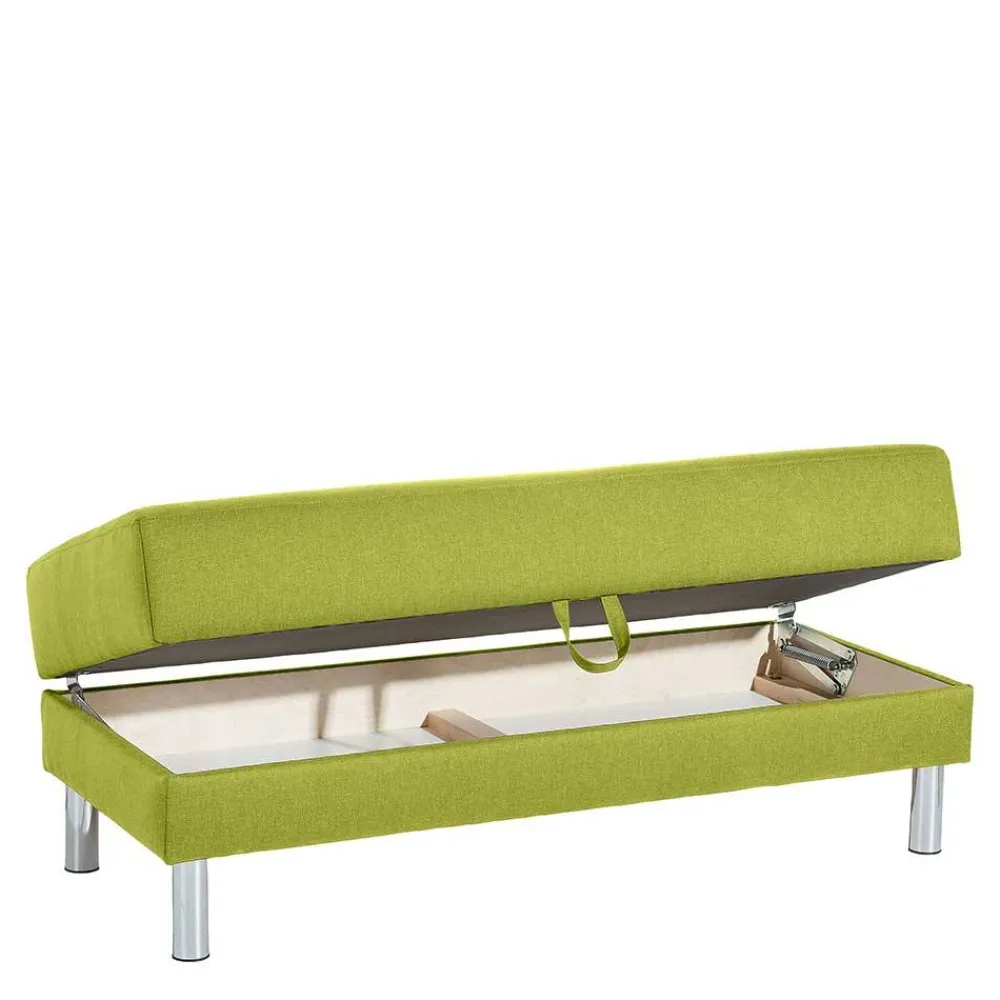 Wohnen Sofas<Eck-Schlafcouch in Gelbgrün mit Chrom - Whity (zweiteilig)