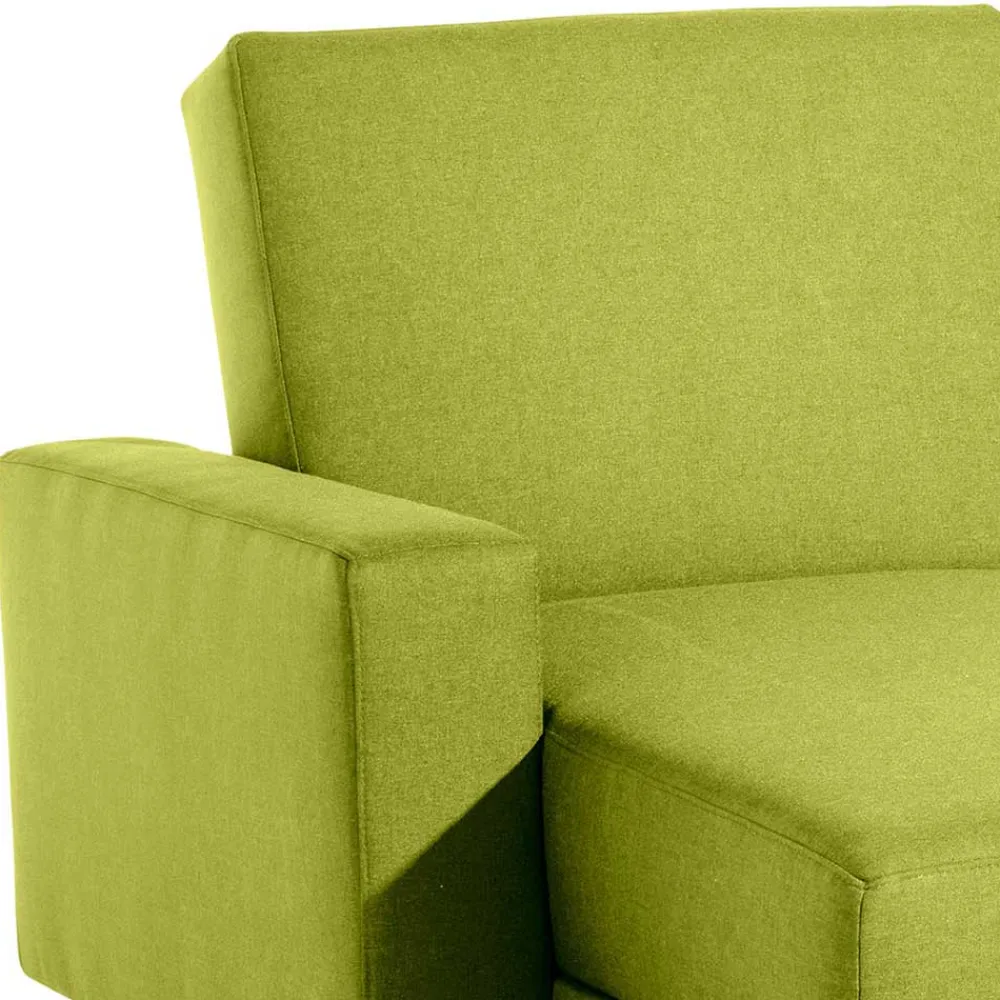 Wohnen Sofas<Eck-Schlafcouch in Gelbgrün mit Chrom - Whity (zweiteilig)