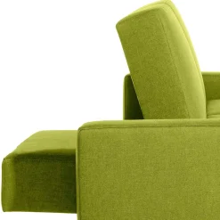 Wohnen Sofas<Eck-Schlafcouch in Gelbgrün mit Chrom - Whity (zweiteilig)