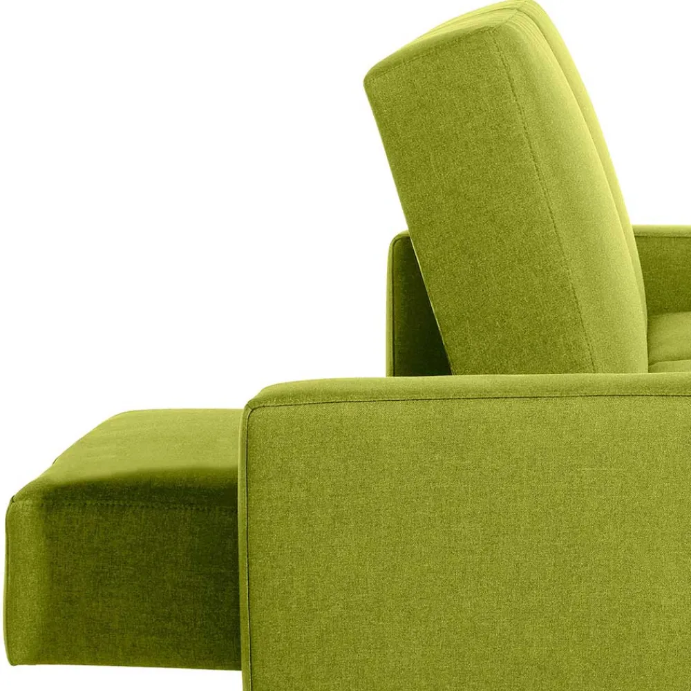 Wohnen Sofas<Eck-Schlafcouch in Gelbgrün mit Chrom - Whity (zweiteilig)