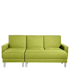Wohnen Sofas<Eck-Schlafcouch in Gelbgrün mit Chrom - Whity (zweiteilig)