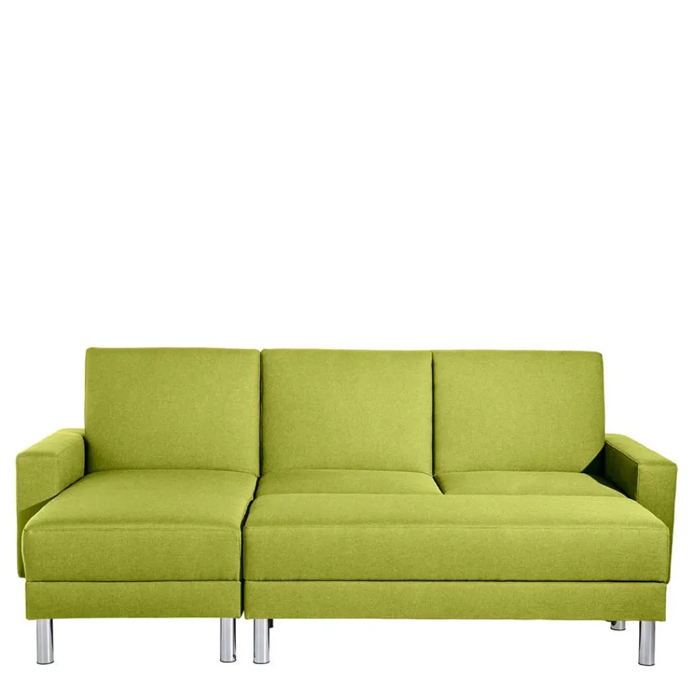 Wohnen Sofas<Eck-Schlafcouch in Gelbgrün mit Chrom - Whity (zweiteilig)