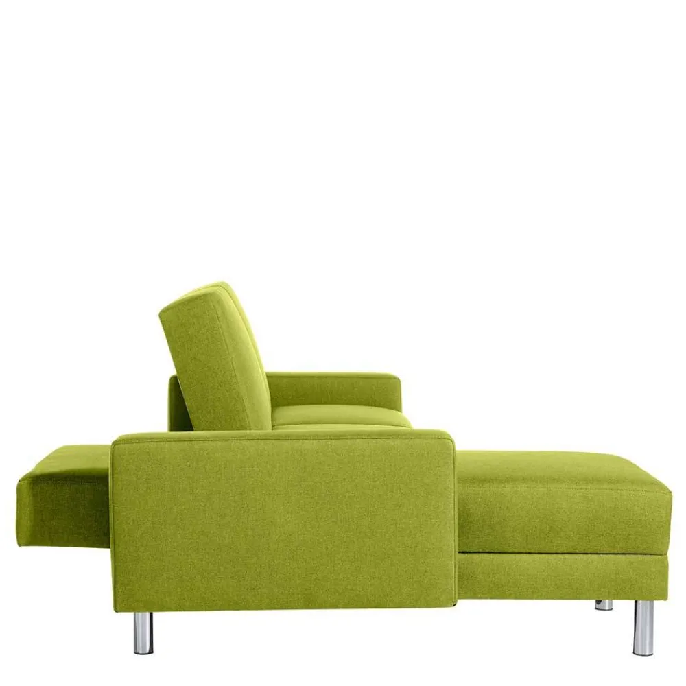 Wohnen Sofas<Eck-Schlafcouch in Gelbgrün mit Chrom - Whity (zweiteilig)