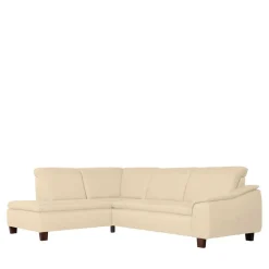 Wohnen Sofas<Ecksofa in Beige mit Nussbaum Braun - Nando