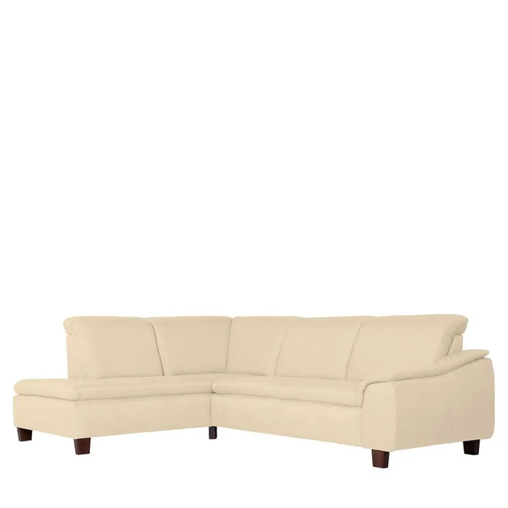 Wohnen Sofas<Ecksofa in Beige mit Nussbaum Braun - Nando