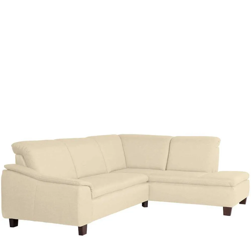 Wohnen Sofas<Ecksofa in Beige mit Nussbaum Braun - Nando