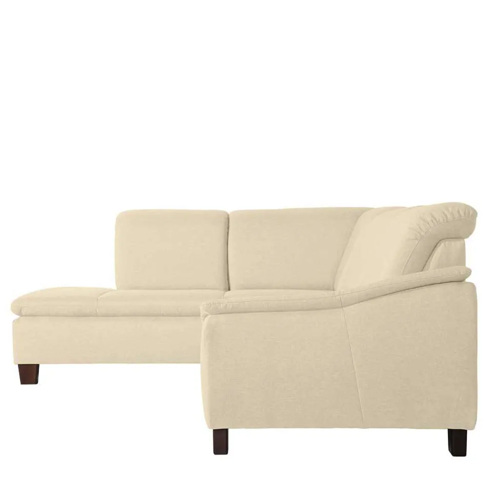 Wohnen Sofas<Ecksofa in Beige mit Nussbaum Braun - Nando