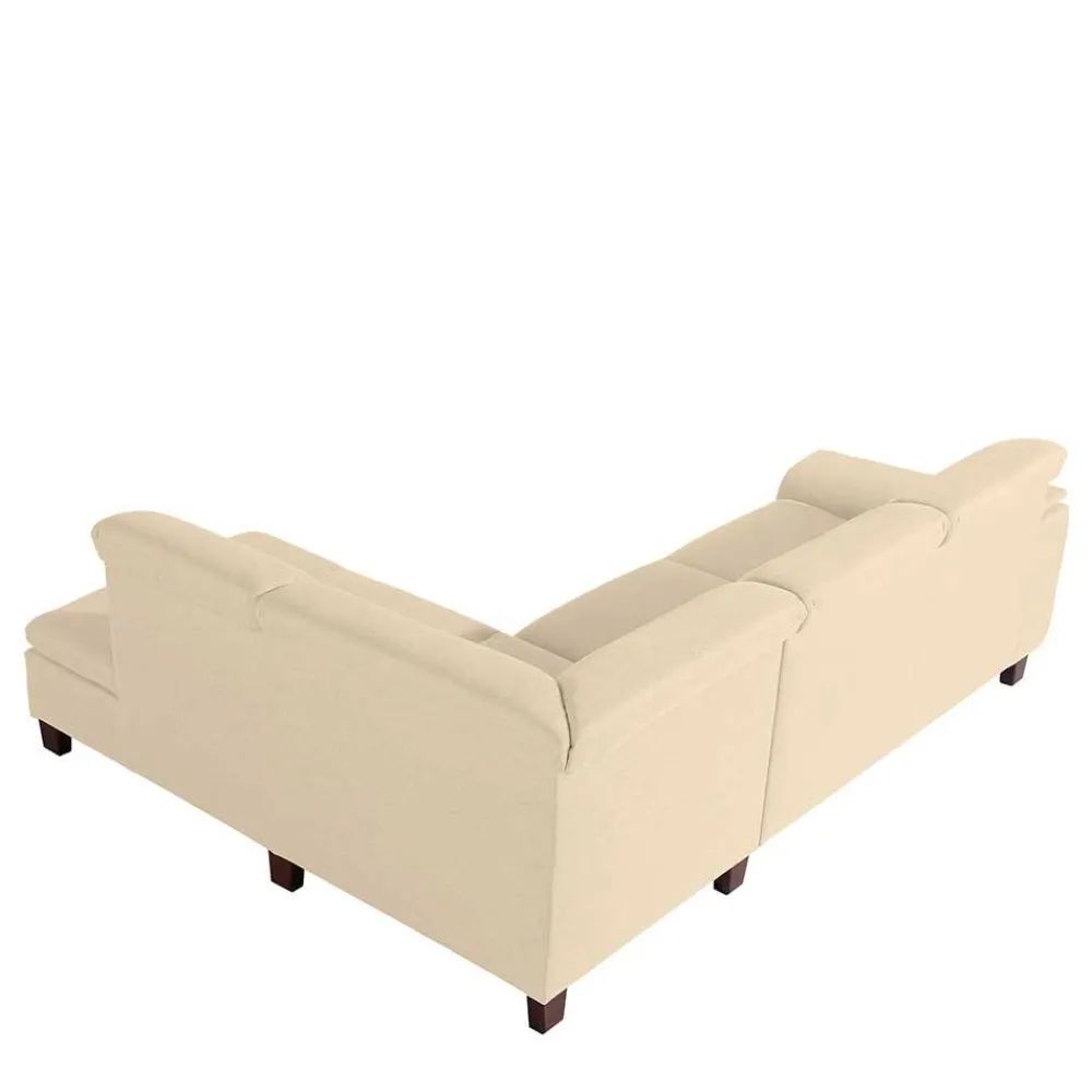 Wohnen Sofas<Ecksofa in Beige mit Nussbaum Braun - Nando