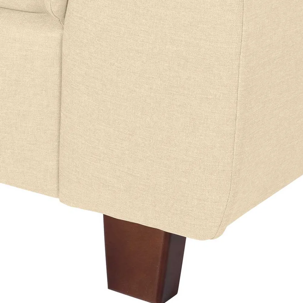 Wohnen Sofas<Ecksofa in Beige mit Nussbaum Braun - Nando
