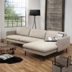Wohnen Sofas<Ecksofa in Beige mit Schwarz - Roco