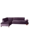 Wohnen Sofas<Ecksofa in Dunkellila mit Nussbaum Braun - Babahira