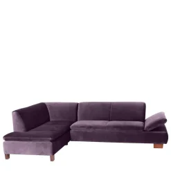 Wohnen Sofas<Ecksofa in Dunkellila mit Nussbaum Braun - Babahira