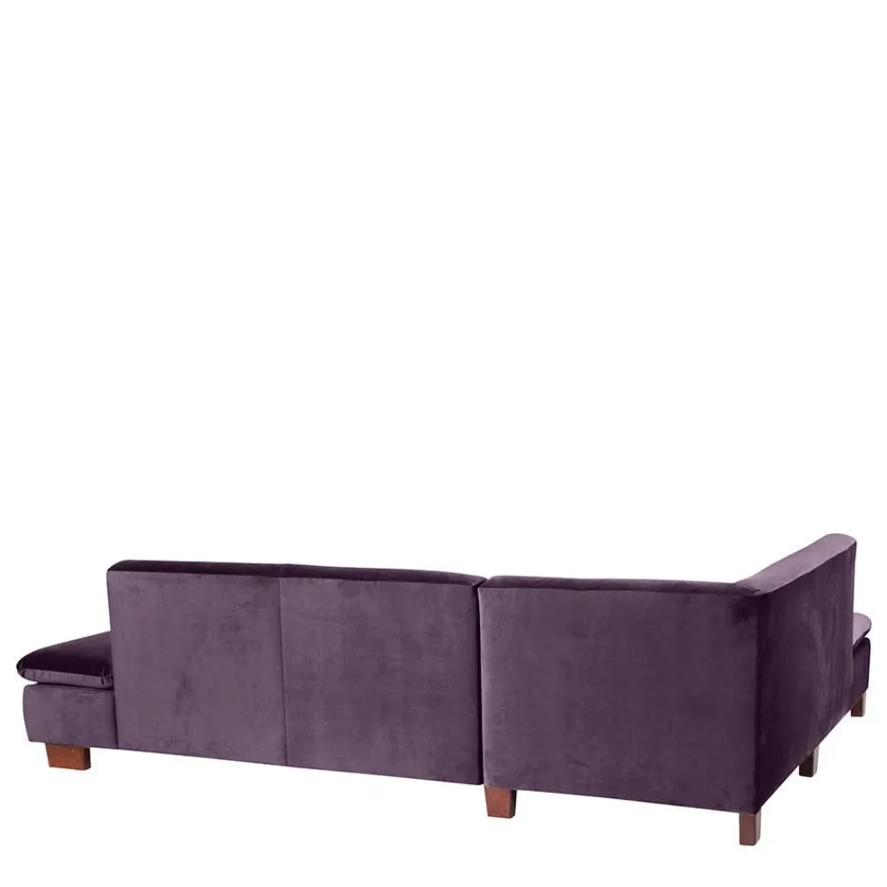 Wohnen Sofas<Ecksofa in Dunkellila mit Nussbaum Braun - Babahira