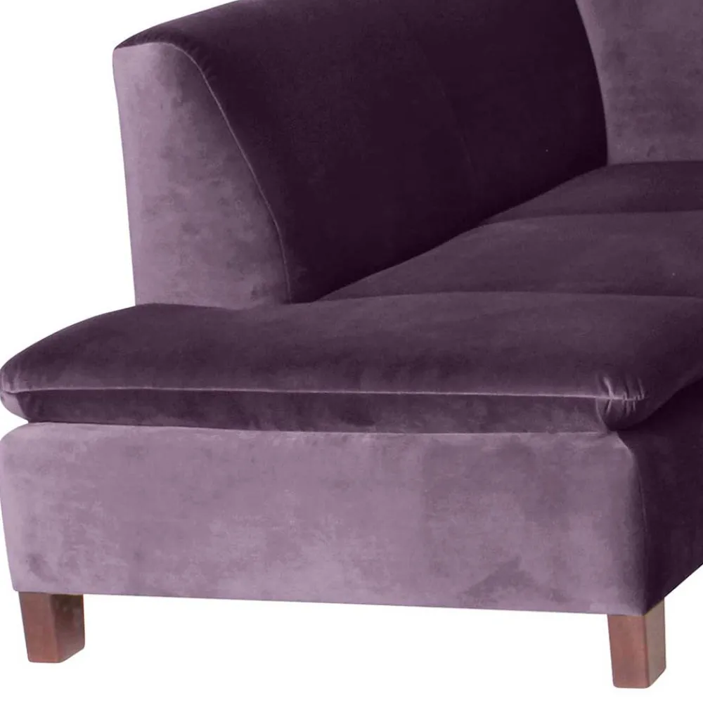 Wohnen Sofas<Ecksofa in Dunkellila mit Nussbaum Braun - Babahira