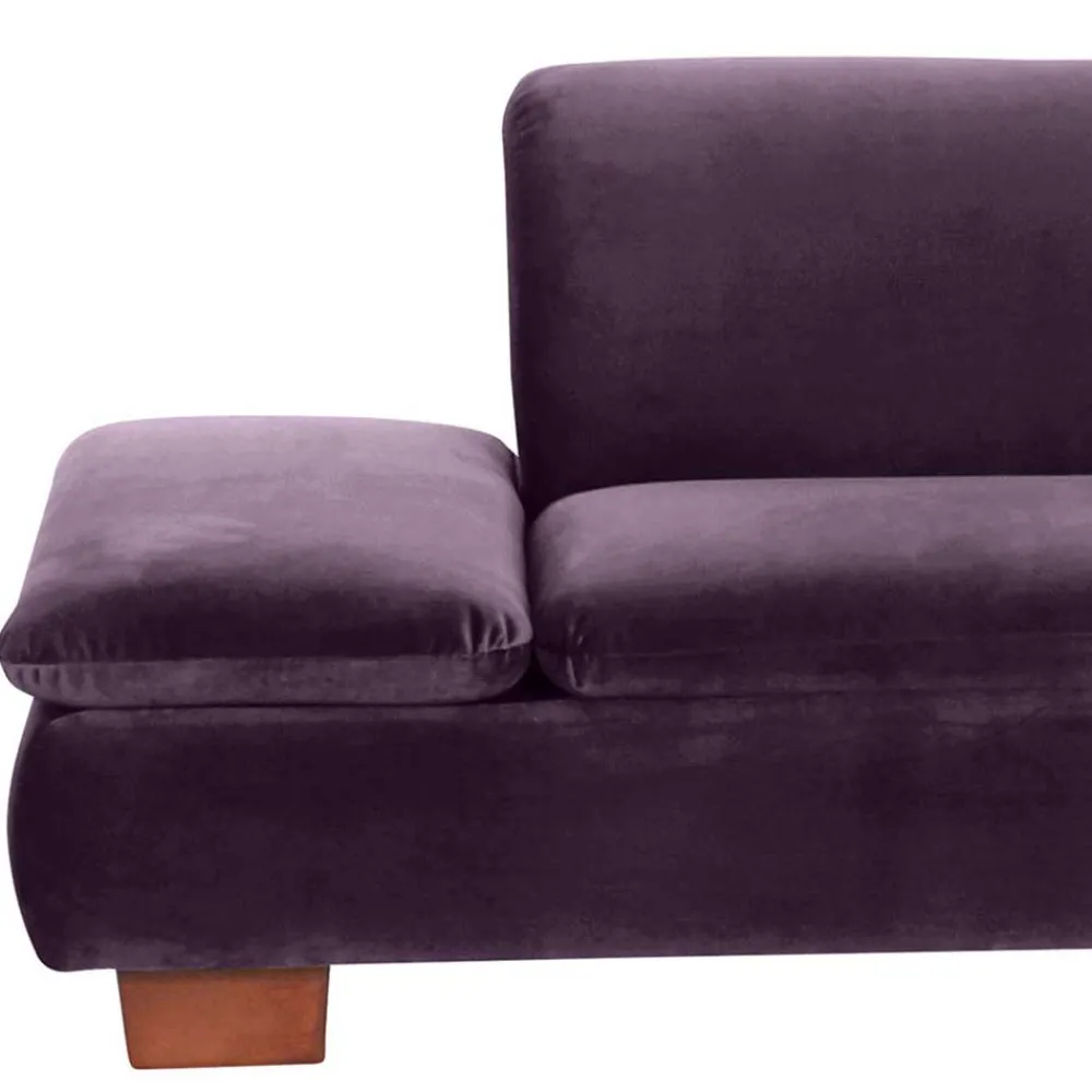 Wohnen Sofas<Ecksofa in Dunkellila mit Nussbaum Braun - Babahira
