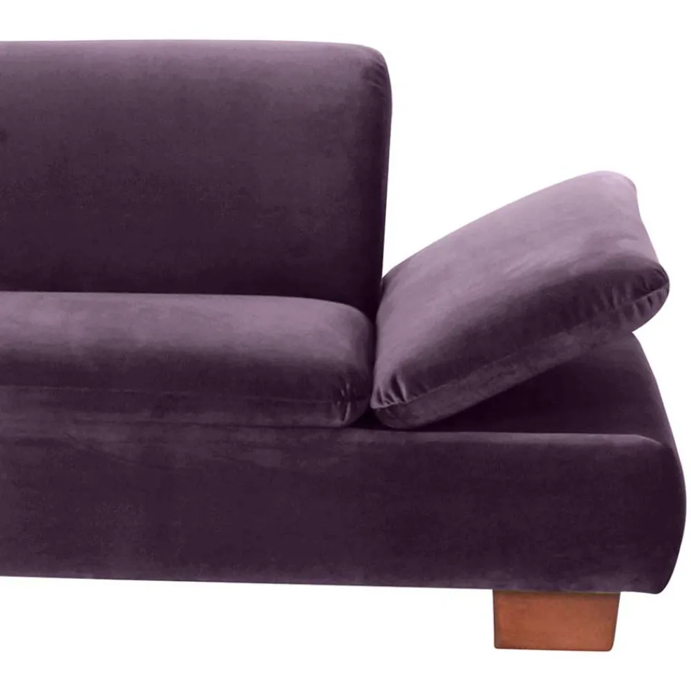 Wohnen Sofas<Ecksofa in Dunkellila mit Nussbaum Braun - Babahira