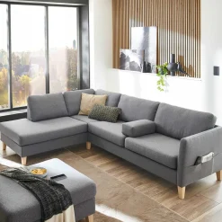 Wohnen Sofas<Ecksofa in Grau Stoff - Dreisitzer - Donnsai
