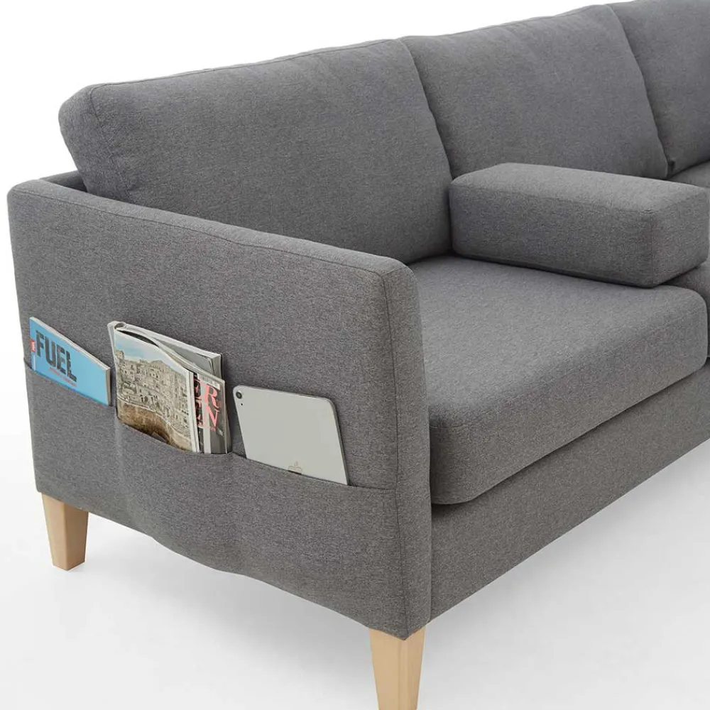 Wohnen Sofas<Ecksofa in Grau Stoff - Dreisitzer - Donnsai
