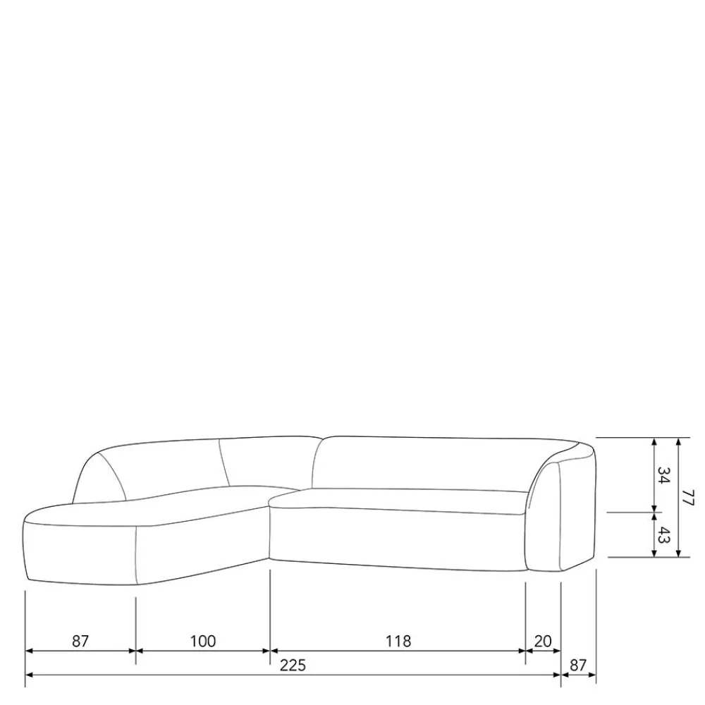Wohnen Sofas<Ecksofa in Hellbraun Chenille Bezug - Acira