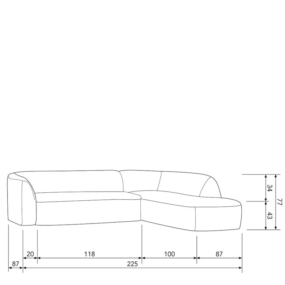 Wohnen Sofas<Ecksofa in Hellbraun Chenille Bezug - Acira