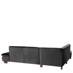 Wohnen Sofas<Ecksofa in Schwarz mit Nussbaum Braun - Satira