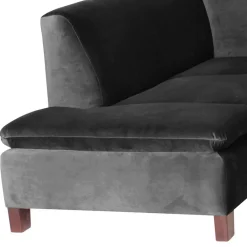 Wohnen Sofas<Ecksofa in Schwarz mit Nussbaum Braun - Satira