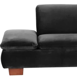 Wohnen Sofas<Ecksofa in Schwarz mit Nussbaum Braun - Satira