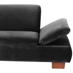 Wohnen Sofas<Ecksofa in Schwarz mit Nussbaum Braun - Satira