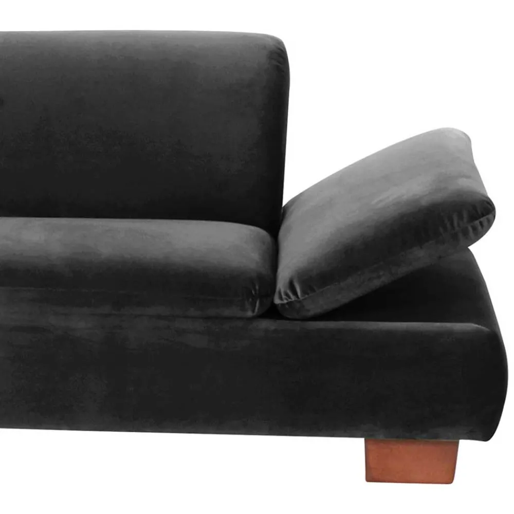 Wohnen Sofas<Ecksofa in Schwarz mit Nussbaum Braun - Satira