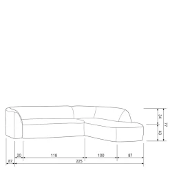 Wohnen Sofas<Ecksofa in Schwarzgrau Chenille - Barat