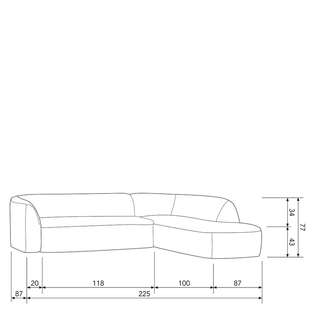 Wohnen Sofas<Ecksofa in Schwarzgrau Chenille - Barat
