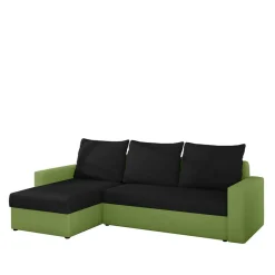Wohnen Sofas<Ecksofa mit Bettfunktion in Schwarz und Hellgrün - Donlazi