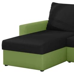 Wohnen Sofas<Ecksofa mit Bettfunktion in Schwarz und Hellgrün - Donlazi