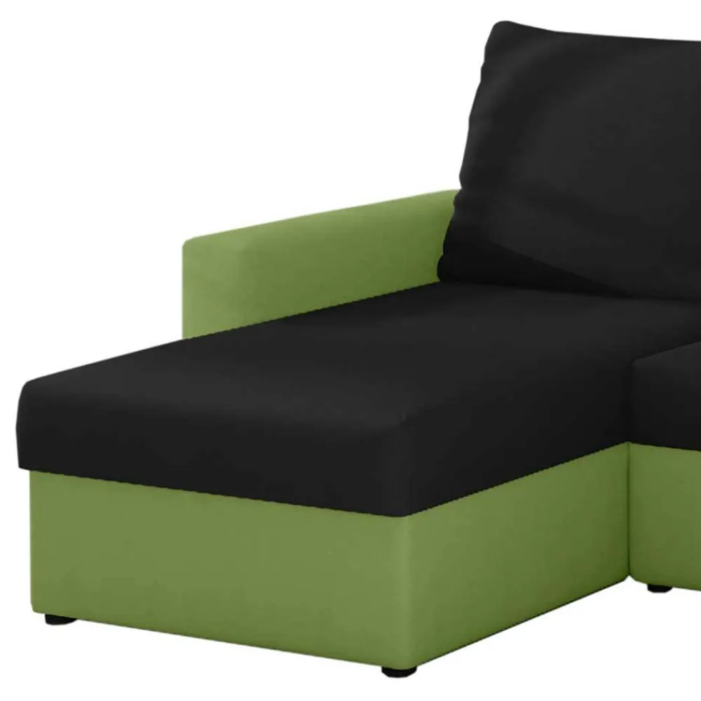Wohnen Sofas<Ecksofa mit Bettfunktion in Schwarz und Hellgrün - Donlazi