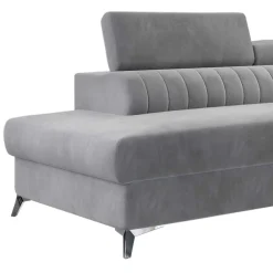 Wohnen Sofas<Ecksofa mit Bettfunktion in Hellgrau Samt - Merandes