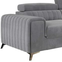 Wohnen Sofas<Ecksofa mit Bettfunktion in Hellgrau Samt - Merandes