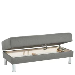 Wohnen Sofas<Ecksofa mit Hocker in Hellgrau mit Chrom - Setians (zweiteilig)