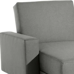 Wohnen Sofas<Ecksofa mit Hocker in Hellgrau mit Chrom - Setians (zweiteilig)