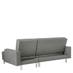 Wohnen Sofas<Ecksofa mit Hocker in Hellgrau mit Chrom - Setians (zweiteilig)
