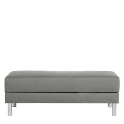 Wohnen Sofas<Ecksofa mit Hocker in Hellgrau mit Chrom - Setians (zweiteilig)