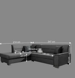 Wohnen Betten<Ecksofa mit Schlaffunktion in Blauschwarz Samtbezug - Lasalinas