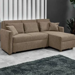 Wohnen Betten|Sofas<Ecksofa mit Schlaffunktion in Taupe - Movito