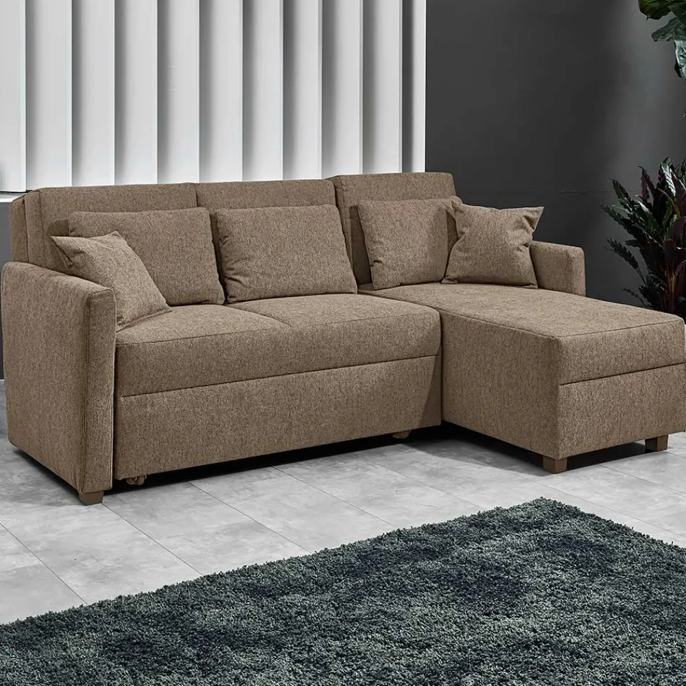 Wohnen Betten|Sofas<Ecksofa mit Schlaffunktion in Taupe - Movito